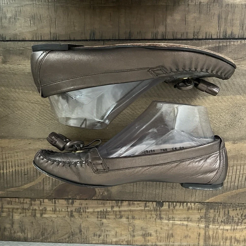 Cole Haan Brown‎ Leather Tassel Loafers Slip-On Shoes Womens Sz 7.5B